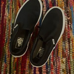 Vans - women’s black leather slip on women’s 9